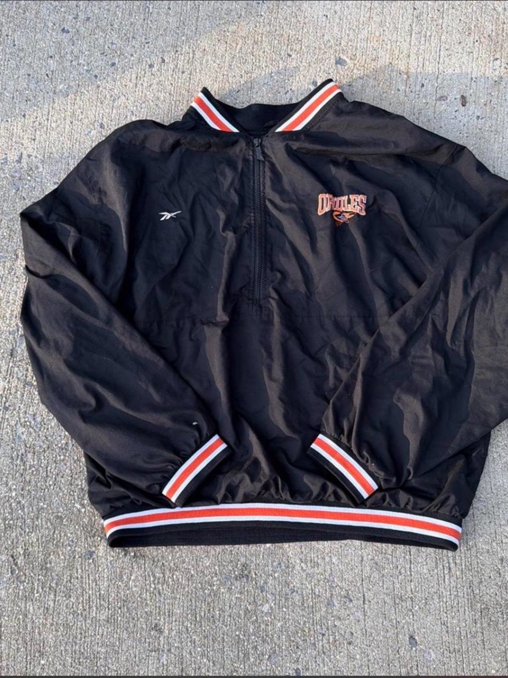VTG Reebok Baltimore Orioles 1/4 Zip Pullover Windbreaker Jacket XL